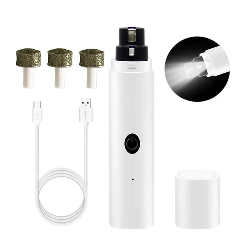 Electric Dog Nail Clippers for Dog Nail Grinders Rechargeable USB Charging LED Light Pet Quiet Cat Paws Nail Grooming Supplies