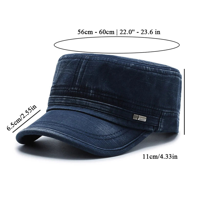 2023 New Men Women Army Hat Washed Cotton Military Hats Cadet Style Cambat Caps Adjustable Flat Top Cap Spring Summer Sun Hat
