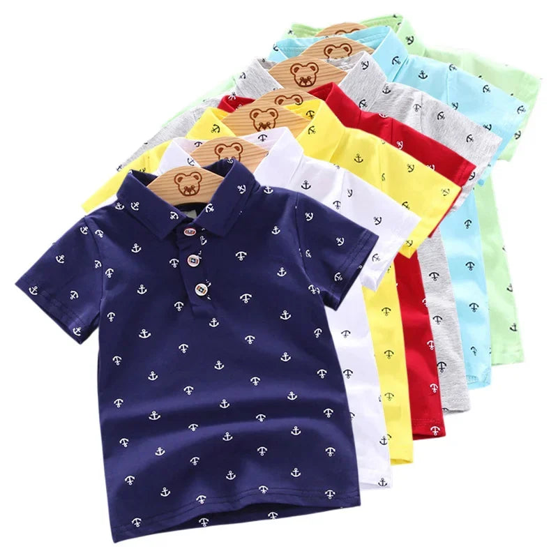 2024 Summer Baby Boys Shirts Short Sleeve Lapel Clothes for Girls Cotton Breathable Kids Tops Outwear 12M-5Y