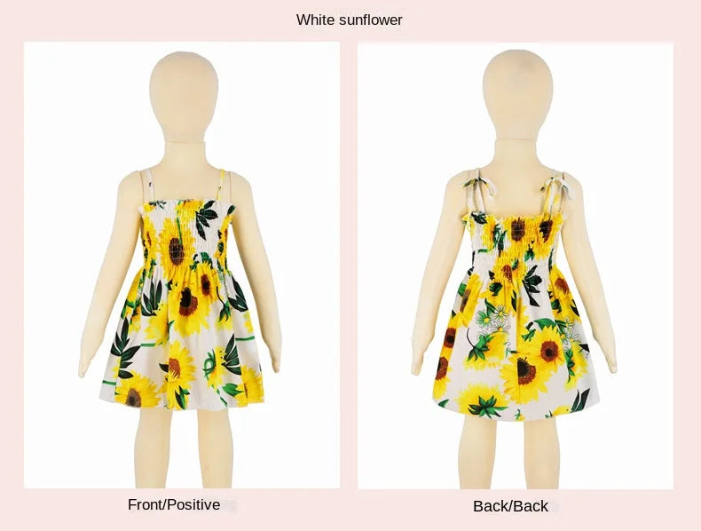 2024 Summer Baby Girl Floral Dress Children's Casual Toddler Kids Cotton Clothes Dress for Girls Sleeveless Sling Beach Sundress