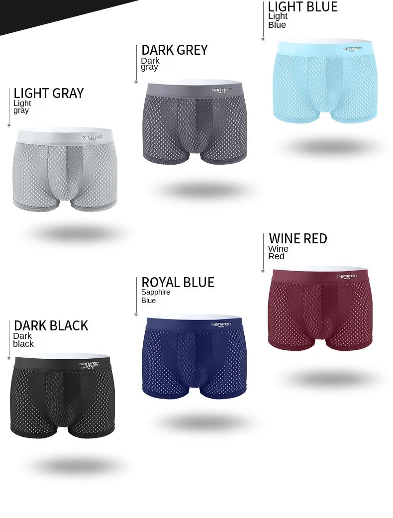 Men Panties Male Underpants Man Pack Shorts Boxers Underwear Slip Homme Calzoncillos Bamboo Hole U Convex Pouch Large Size 5XL