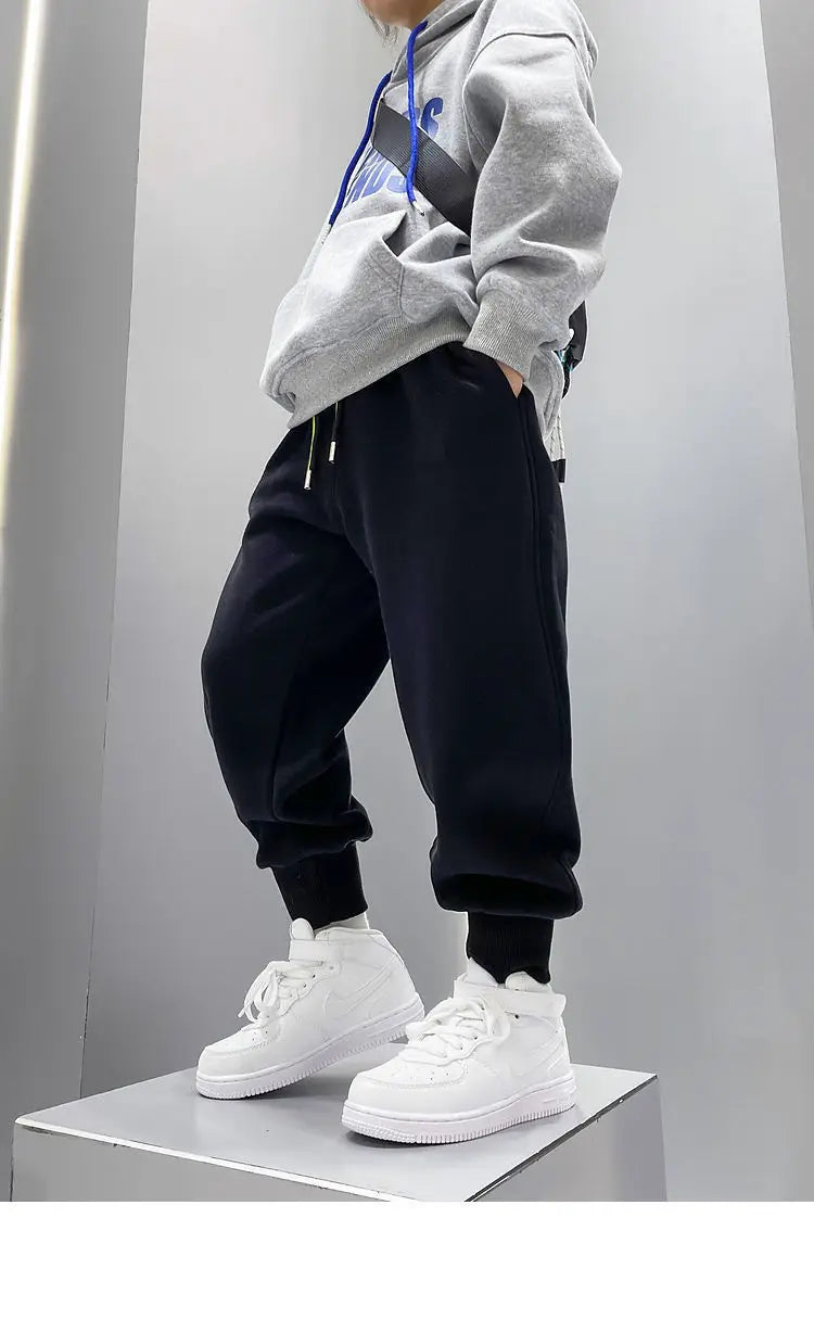 Spring Autumn Casual Boys Pants Loose Striped Pattern Long Style Trousers For Kids Teenage Children Sport Clothes 3-10 Years