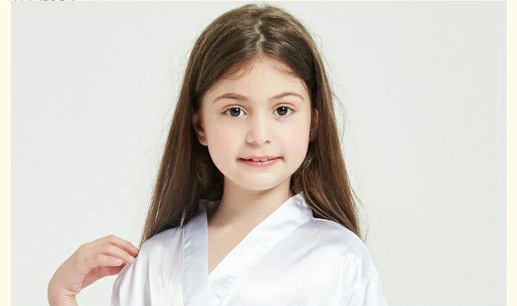 Toddler Girl Nightgown Satin Teenage Red Pink Silk Kimono Spa Bath Robe for Girls Wedding 3 to 4 5 6 7 8 9 10 11 12 13 14 Years
