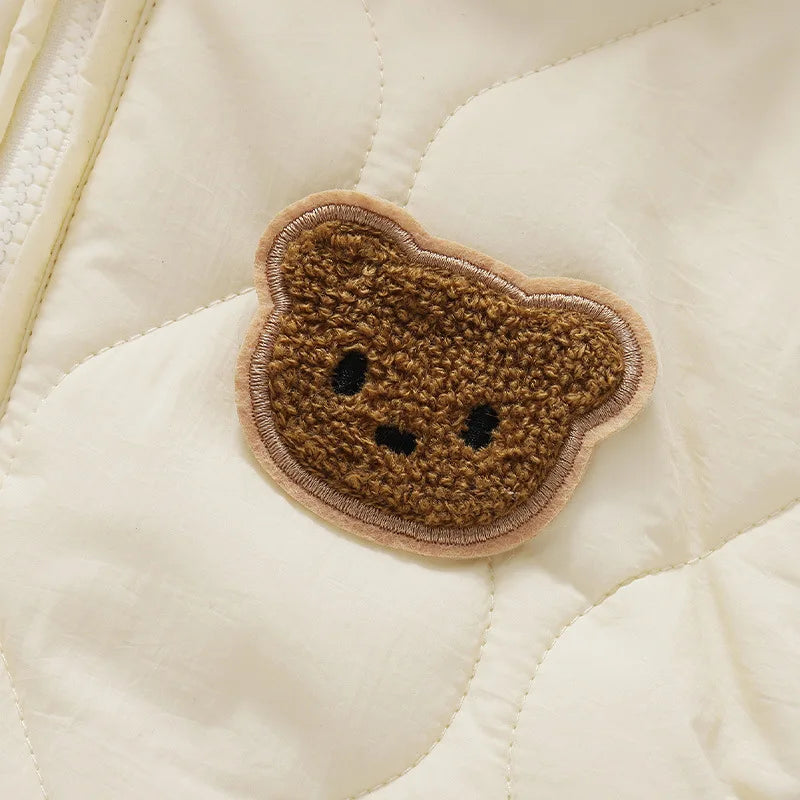  Winter Baby Outwear Clothing Fur Lining Warm Thick Toddler Girl's Boy's Rompers Cartoon Bear Infant Jumpsuit