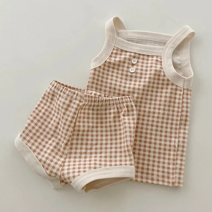 2024 New Baby Sleeveless Clothes Set Boy Girl Summer Thin Cotton Vest + Shorts 2pcs Suit Infant Outfits Toddler Breathable Set
