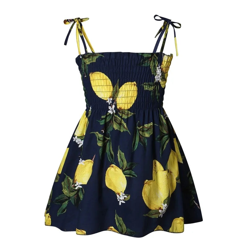 2024 Summer Baby Girl Floral Dress Children's Casual Toddler Kids Cotton Clothes Dress for Girls Sleeveless Sling Beach Sundress