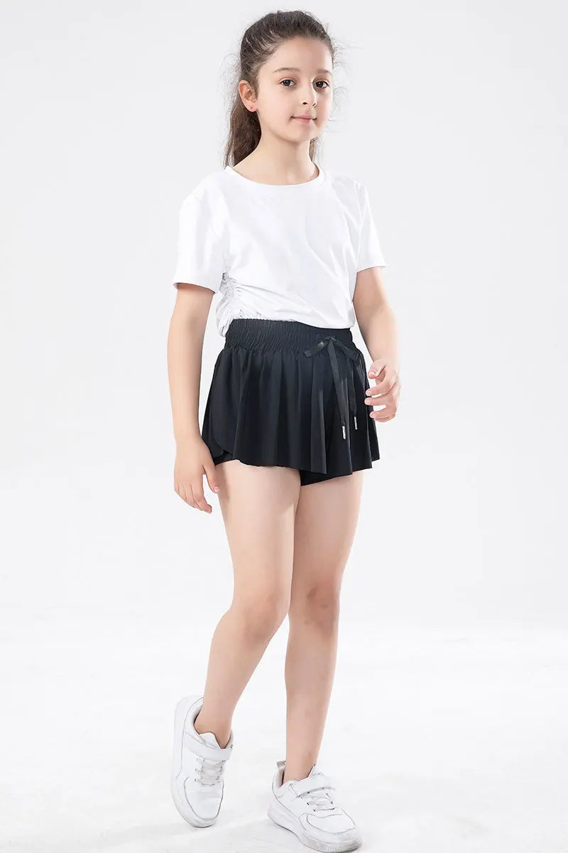 3-15 Years Girls Flowy Shorts Butterfly Shorts With Pocket 2-in-1 Athletic Running Shorts For Kids Active Workout Sports Tennis