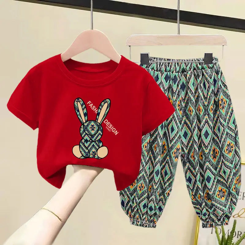 Girl Clothing Set Mother Kids Clothes Children's Sets New Summer Boys Girls Cotton T-shirt Baby 2pcs Short Sleeves Trousers Suit