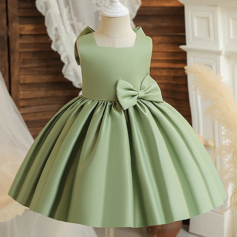 Flower Girl Dresses for Wedding Kids Lace Backless Tulle Tutu Princess Prom Party Clothes Baby 1st Birthday Baptism White Dress