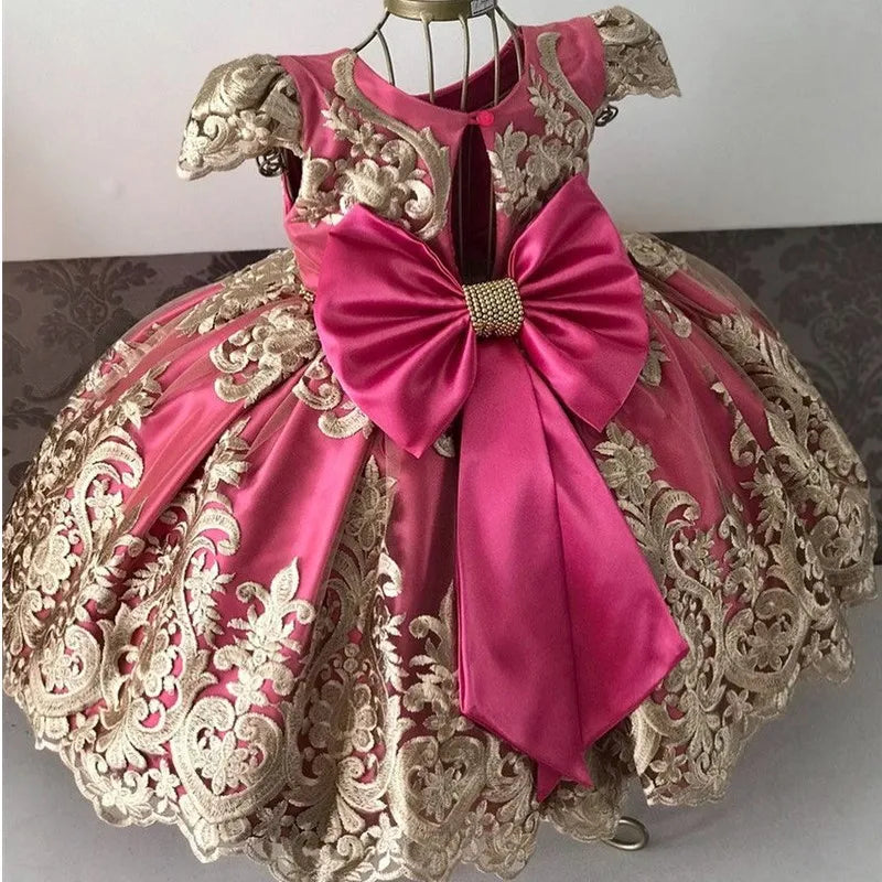 Snow White Princess Flower Dress for Baby Girls Kids Birthday Formal Gala Costumes Baby Girls Christmas Luxury Backless Clothes