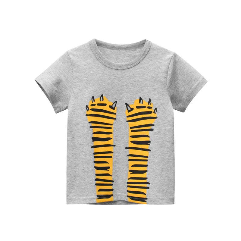 2024 Summer Cartoon Elephant T Shirt Boys Girls Animals Short Sleeve O-Neck T-Shirts Kids Clothes Toddler Cotton Tops