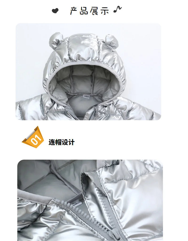 Autumn Winter Baby Girls Boys Jacket Children Cute Ears Hooded Down Coat Toddler Long Sleeve Clothes Kids Windproof Outerwear