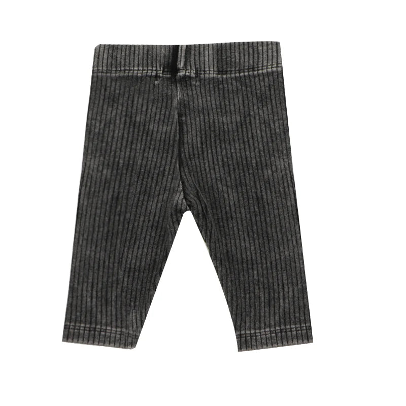 2024 ribbed black washed sets with string winter clothes dress for girls childhood shirts and baby pants black tired dresses