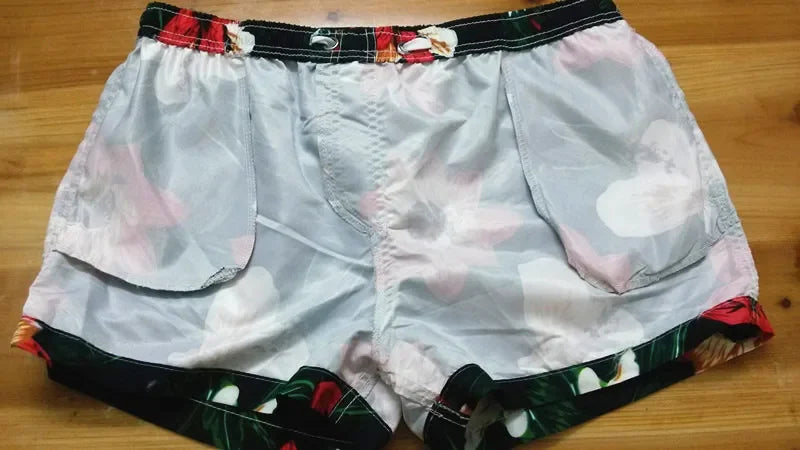 SEOBEAN Mens Board Swim Shorts Men Beach Swimming Suit Bermuda Surf Short Flowers Pattern Pocket Design for Man Sea GYM Wear