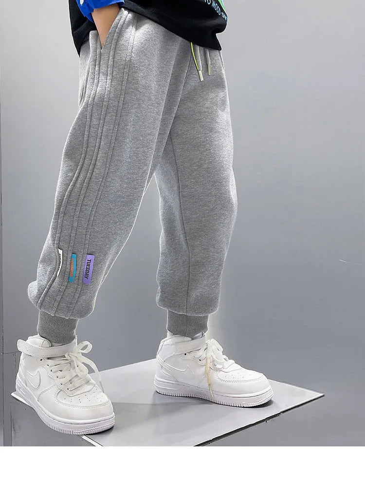 Spring Autumn Casual Boys Pants Loose Striped Pattern Long Style Trousers For Kids Teenage Children Sport Clothes 3-10 Years