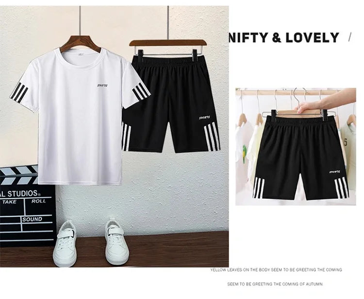Children Boy & Girl Quick Dry Badminton Clothes Uniform Kid Tennis Jerseys Short Sleeve Tshirt Top and Shorts 2pcs Tracksuit