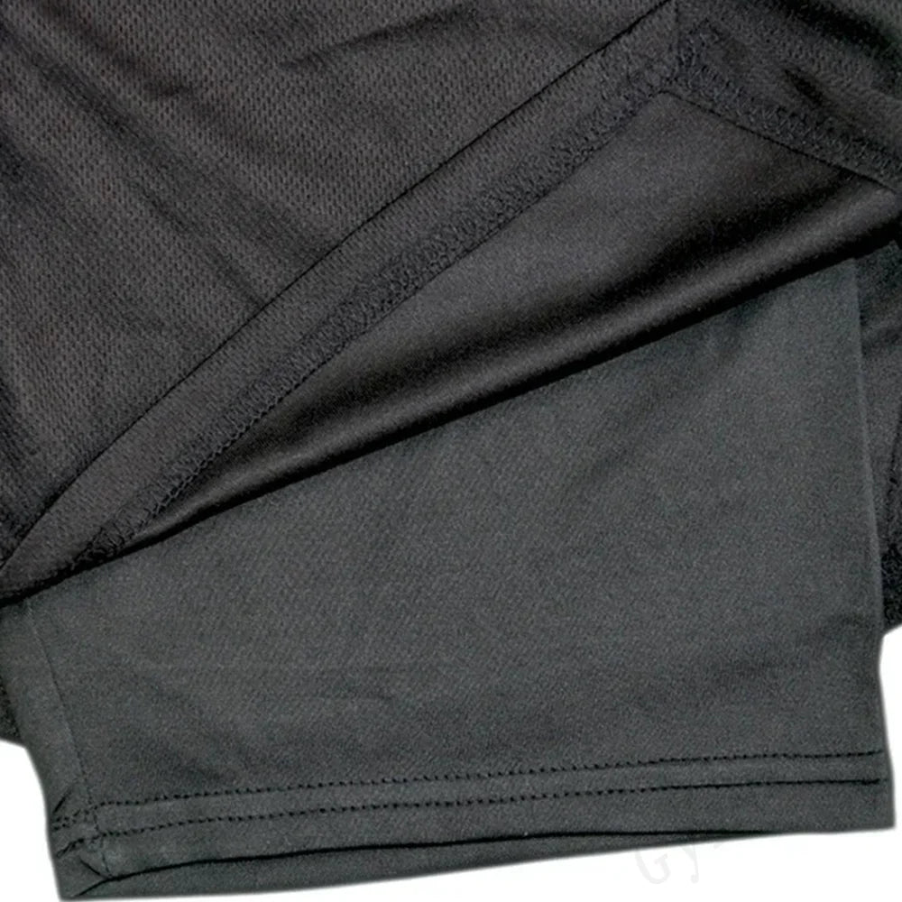Anime Compression Shorts Men T Shirt Summer Sportswear Gym Jogging Training Workout Male Fitness Sport 2 In 1 Shorts Quick Dry
