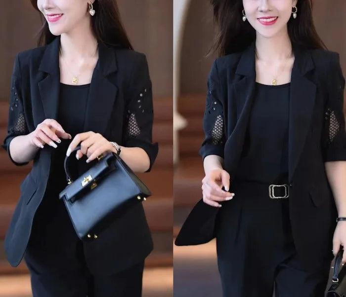 2026 Women's Three-piece Suit Sets Slim Fit Elegant Jacket+Vest+Pants Sets Solid OL Style Business Office Matching Sets Outfits