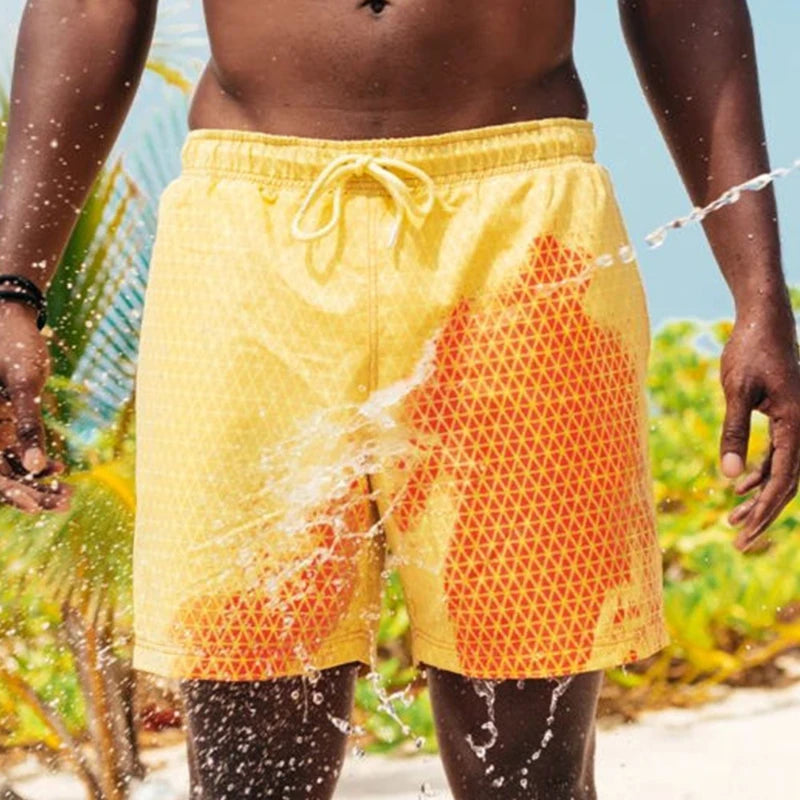 Magical Color Changing Board Shorts Men Summer Discoloration Swimming Trunks Swimwear Swim Surf Short Wear Quick Dry Beach Pants