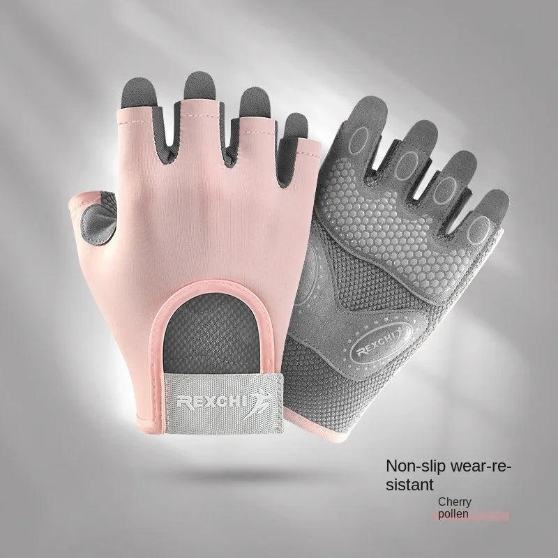 Women's Sports Gloves Fitness Outdoor Sports Anti Slip and Shock-absorbing Half Finger Gloves Durable and Breathable