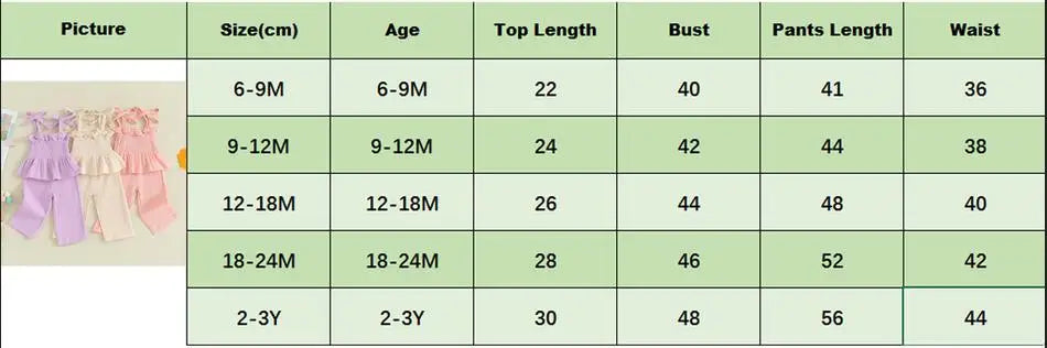 Suefunskry Toddler Girls 2Pcs Outfits Solid Color Sleeveless Camisole and Elastic Pants Set Baby Summer Clothes 6M-3Y