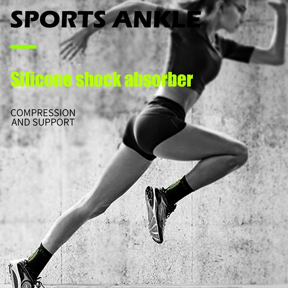 1Pcs Ankle Compression Sleeve for Women/Men,Ankle Brace with Silicone Gel, Toeless Compression Sock for Arch & Heel Pain Relief