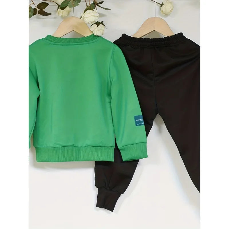 Spring Autumn Kid Clothes Boy Fashion Children's Set Two Pieces Sweatshirt Pant Outfit
