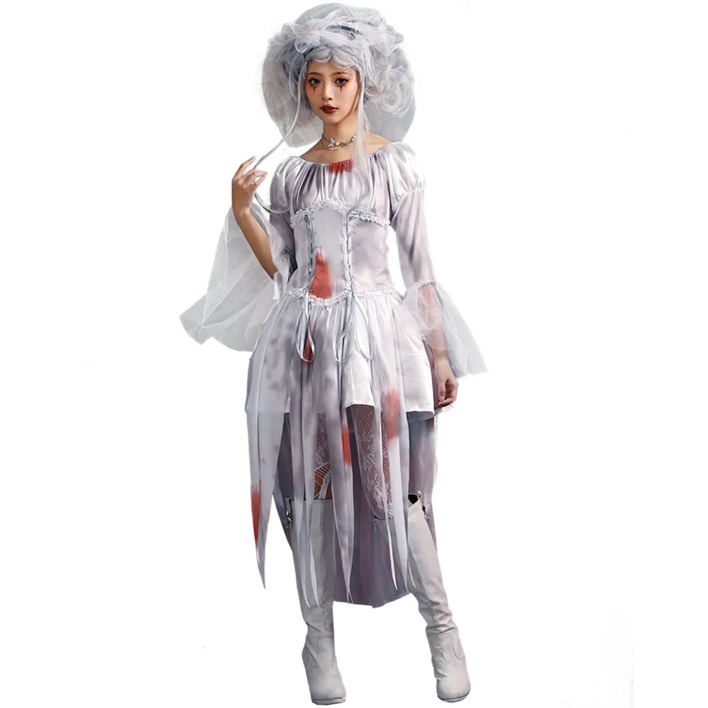 Umorden Horror Scary Bloody Zombie Bride and Bridegroom Costumes for Kids Child Teens Adult Family Halloween Fancy Dress