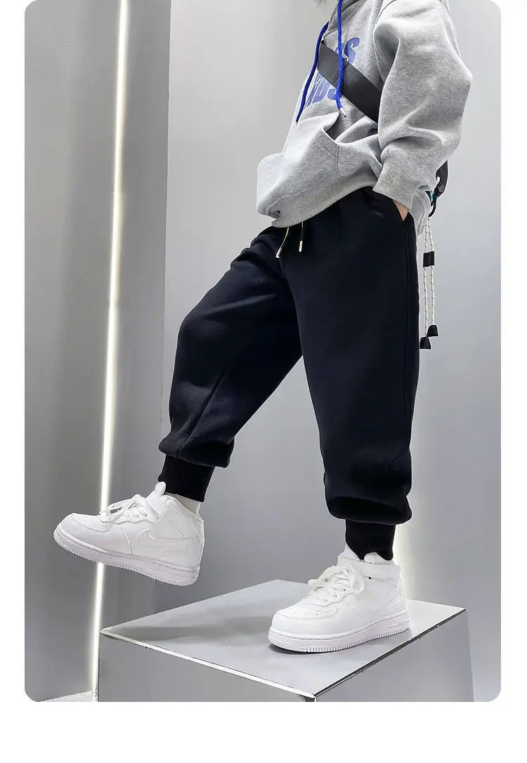 Spring Autumn Casual Boys Pants Loose Striped Pattern Long Style Trousers For Kids Teenage Children Sport Clothes 3-10 Years