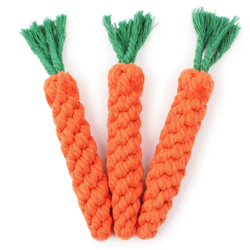 Dog Toy Carrot Knot Rope Ball Cotton Rope Dumbbell Puppy Cleaning Teeth Chew Toy Durable Braided Bite Resistant Pet Supplies