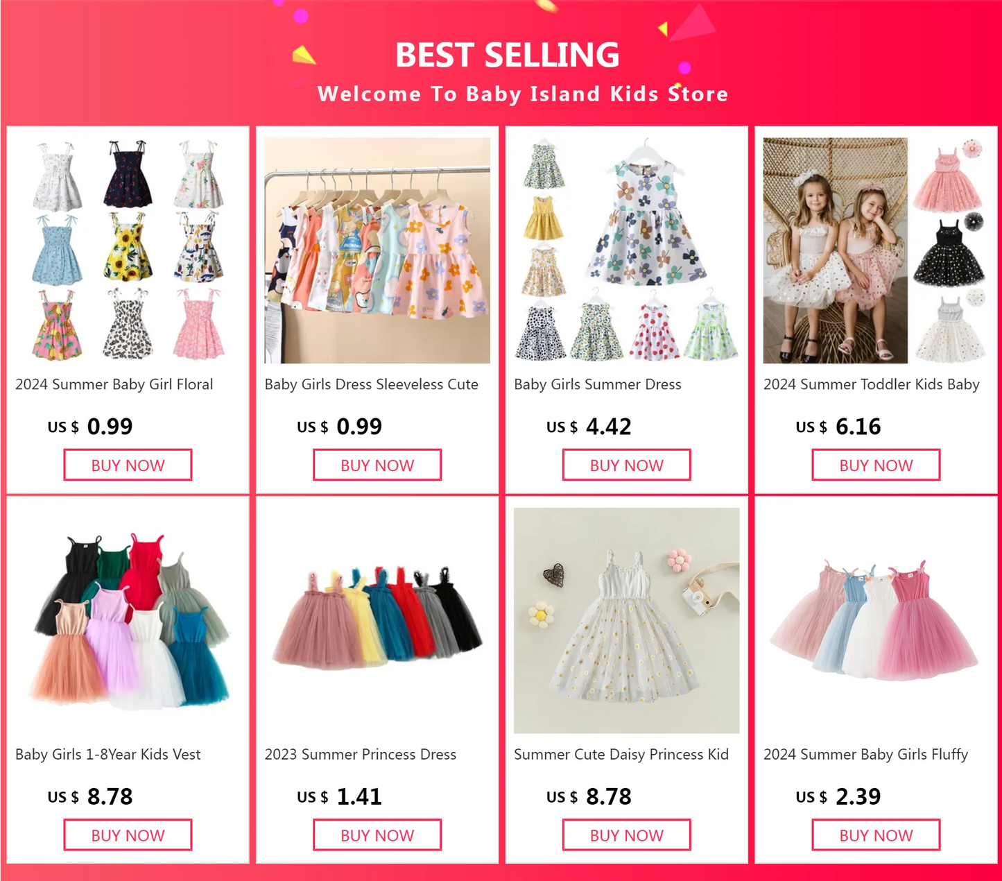 2024 Summer Baby Girl Floral Dress Children's Casual Toddler Kids Cotton Clothes Dress for Girls Sleeveless Sling Beach Sundress