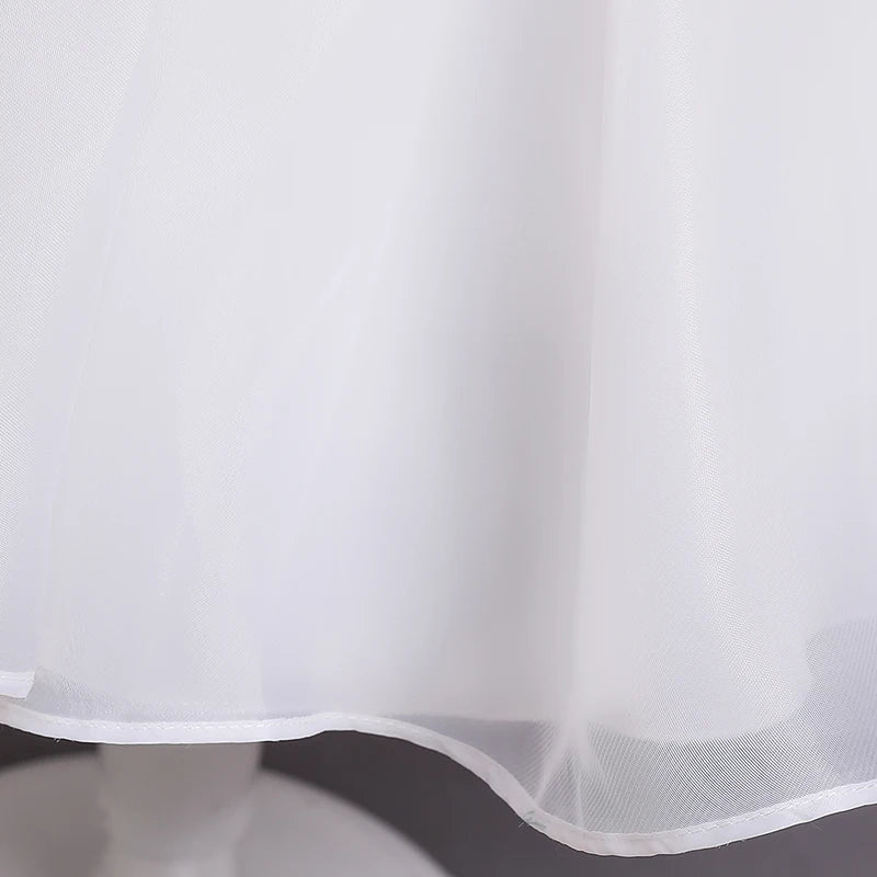 Girls White Cake Layers Dresses Kids Pull Sleeve Elegant Party Wedding Birthday Tutu Princess Vestidos Children Summer Clothes