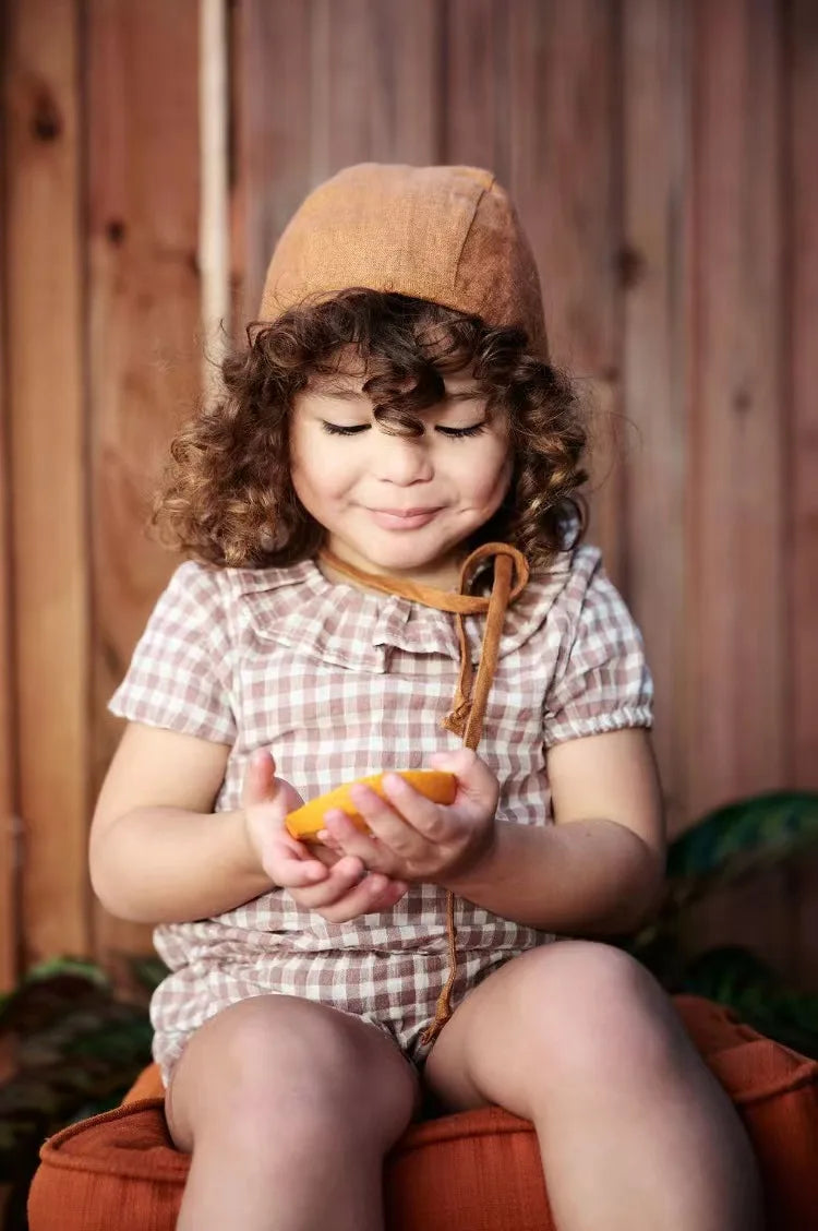 Clearance AS 2024 Summer Gingham Collection plaid Family matching baby kids boys girls clothes cotton linen fabric kids wear