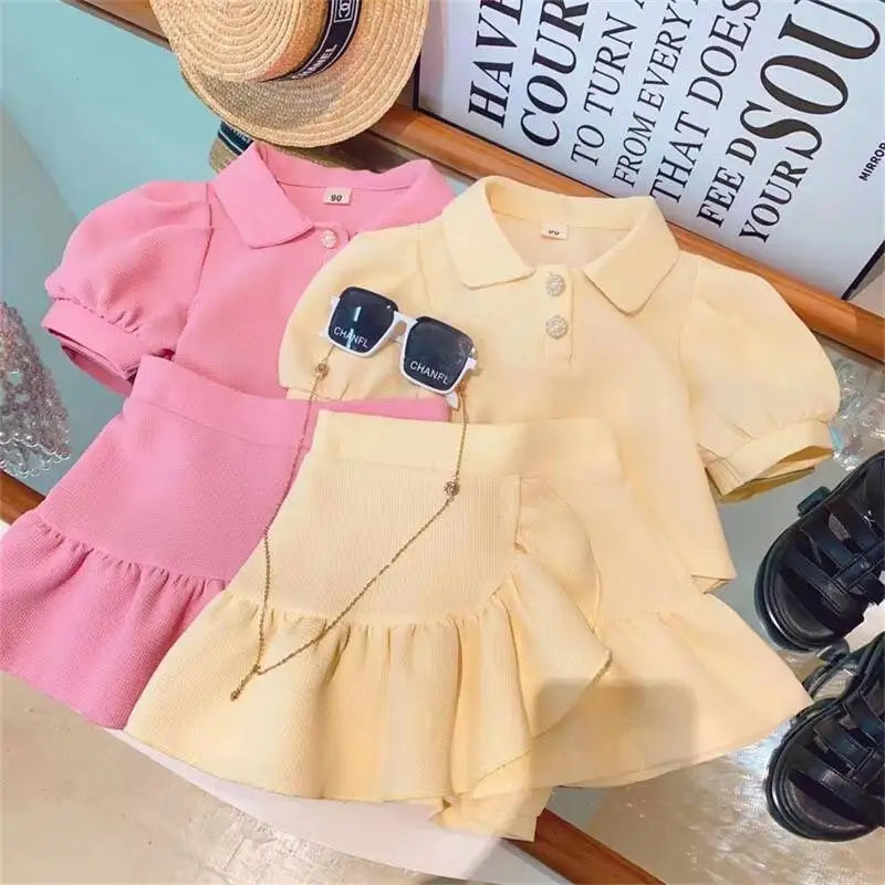 Girls Clothes Sets Summer Short Sleeve Shirt+Shorts Fashion Korean Children Clothing Two Piece Set Kids Casual Outfits 2-7Yrs