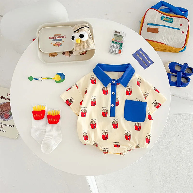 Baby Summer Rompers for Girls Boys Cute Printed Toddler One-Piece Jumpsuit Fashion Korean Infant Overalls Clothing 0-2 Years