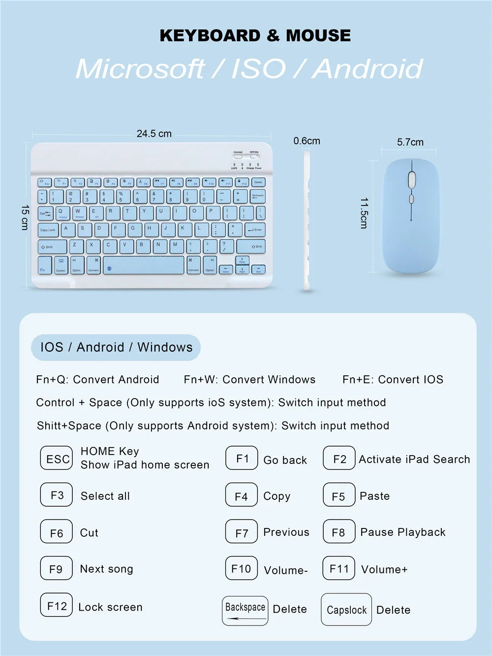 Wireless Bluetooth Keyboard and Mouse for iPad Samsung Huawei Xiaomi Tablet Laptop Smartphone Mini Keyboards Android IOS Windows