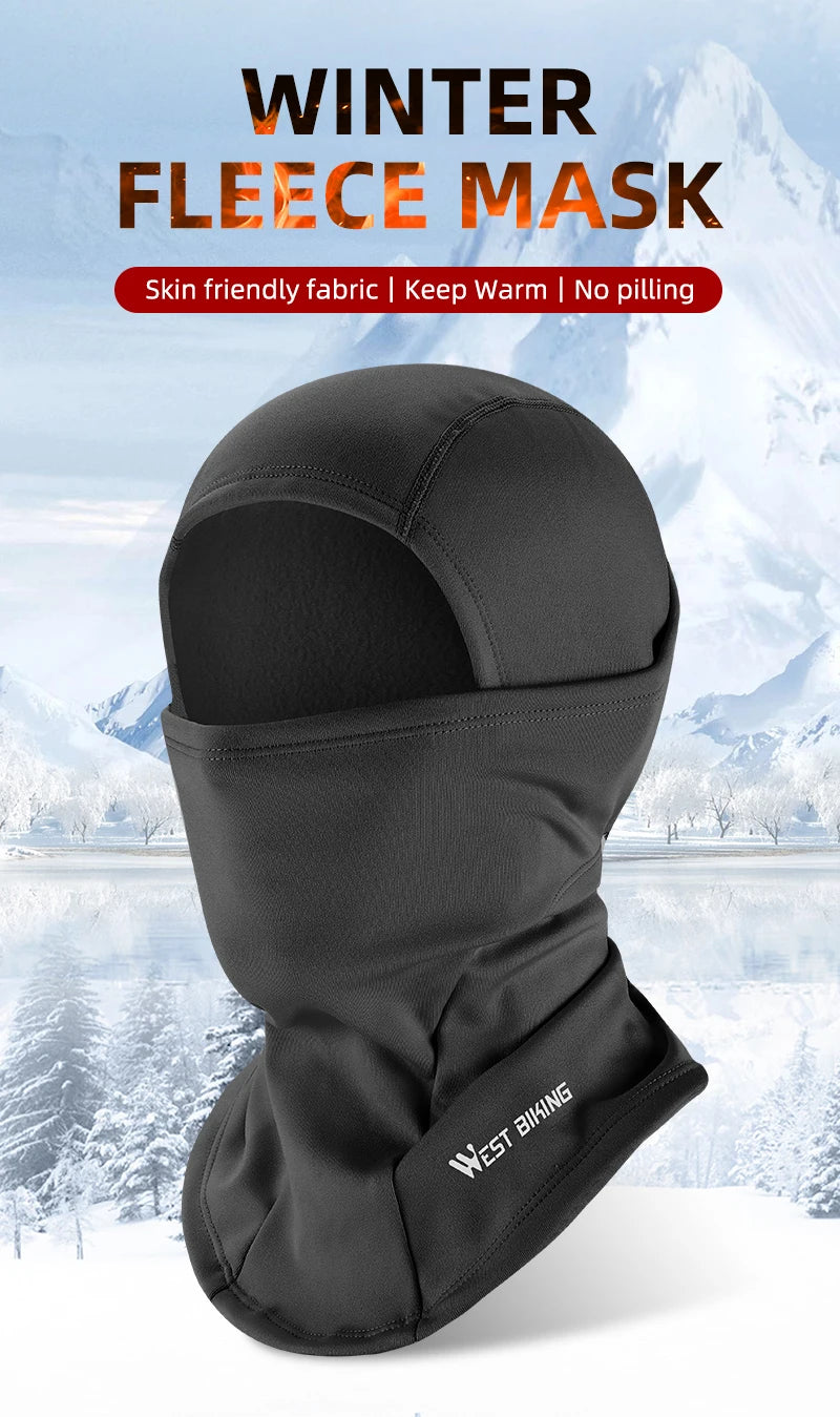 WEST BIKING Winter Cycling Scarf Fleece Keep Warm Balaclava Men Women Bicycle Hat Headwear Ski Helmet Liner Windproof Sport Cap
