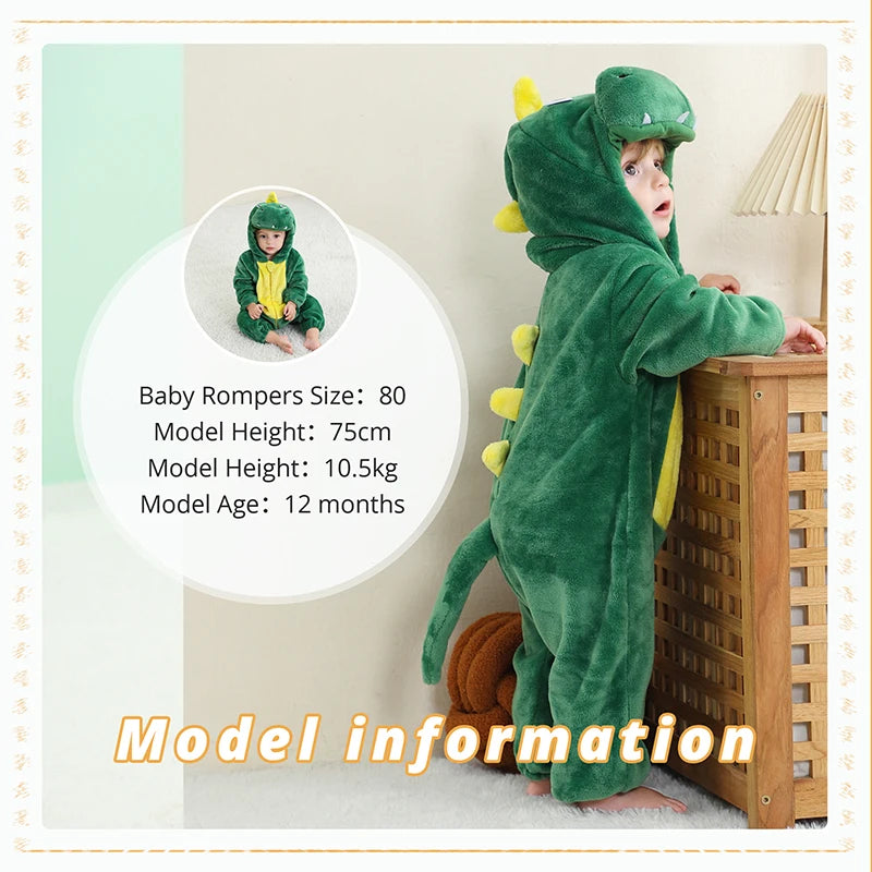 MICHLEY NEW Halloween Blue Dragon Baby Rompers Winter Costume Clothes Cartoon Jumpsuit Bodysuits Overall For Girl Boy Bebe 2-36M