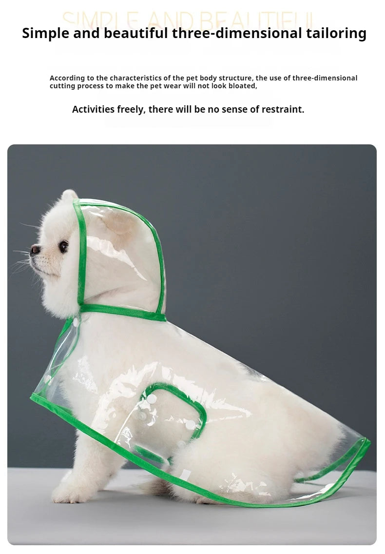 New Raincoat Pet Transparent Outgoing Raincoat Thickened Windproof and Waterproof Large, Medium, and Small Dog Clothes Plastic F