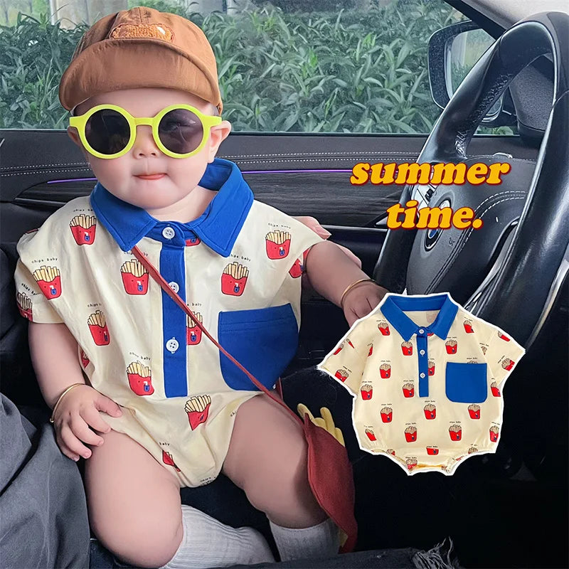 Baby Summer Rompers for Girls Boys Cute Printed Toddler One-Piece Jumpsuit Fashion Korean Infant Overalls Clothing 0-2 Years