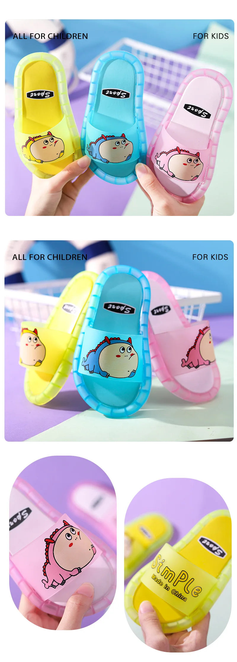 Children‘s Boys Girls Slippers Cartoon Animals Shoes Lighted Fashion Cute Shoes Bathroom Kids Gifts Toddler Slippers Flat Heels