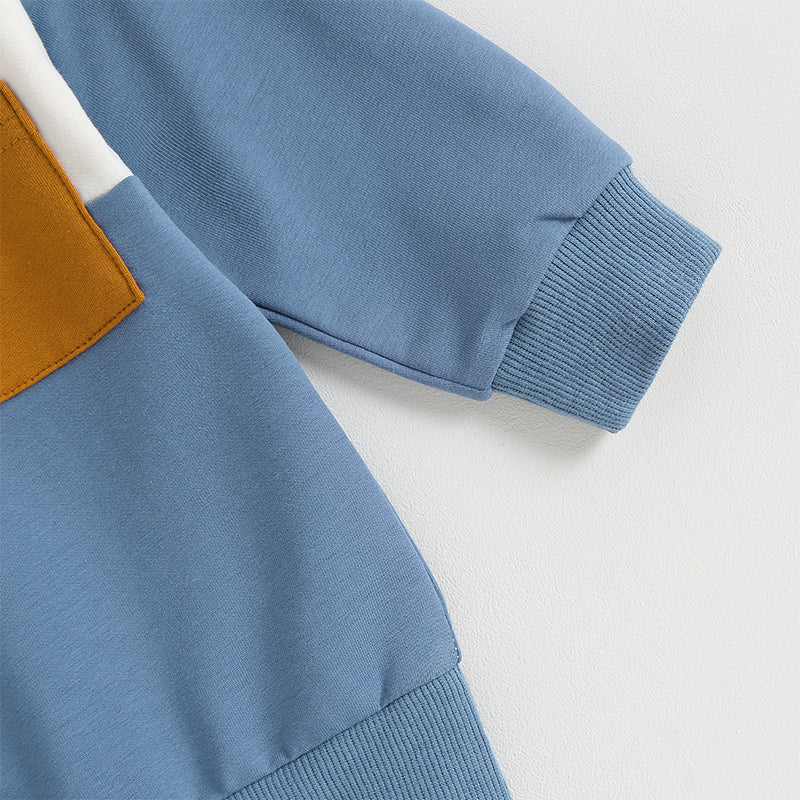 2023-05-19 Lioraitiin 0-3Years Baby Boy 2Pcs Autumn Pants Set Contrast Color Long Sleeve Crew Neck Sweatshirt Sweatpants Clothes