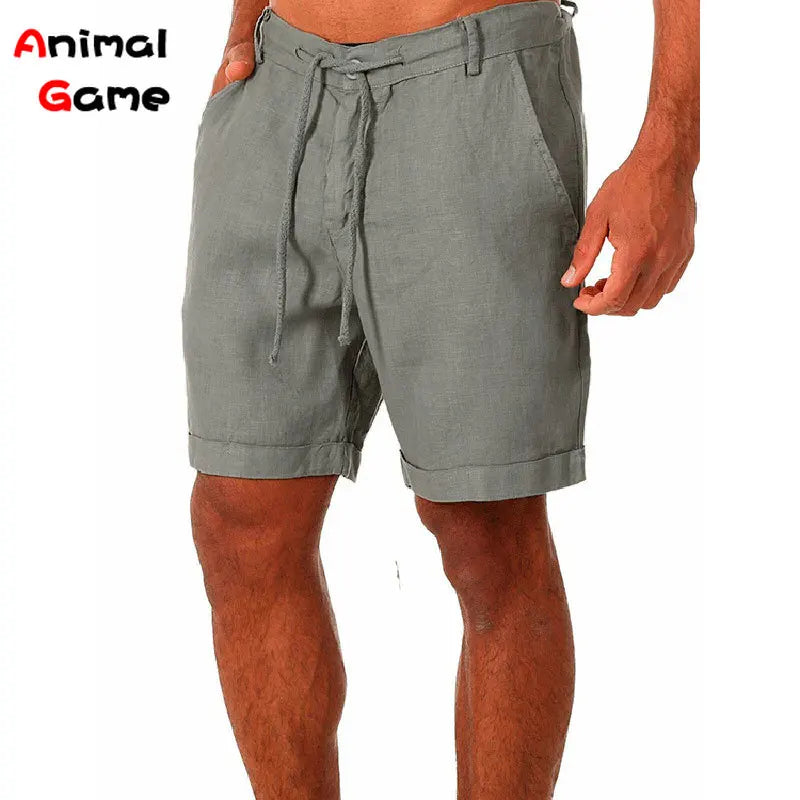 Summer Fashion Mens Linen Shorts Men Cotton Beach Short New Wild Leisure Loose Solid Cargo Shorts for Men Sweatshorts