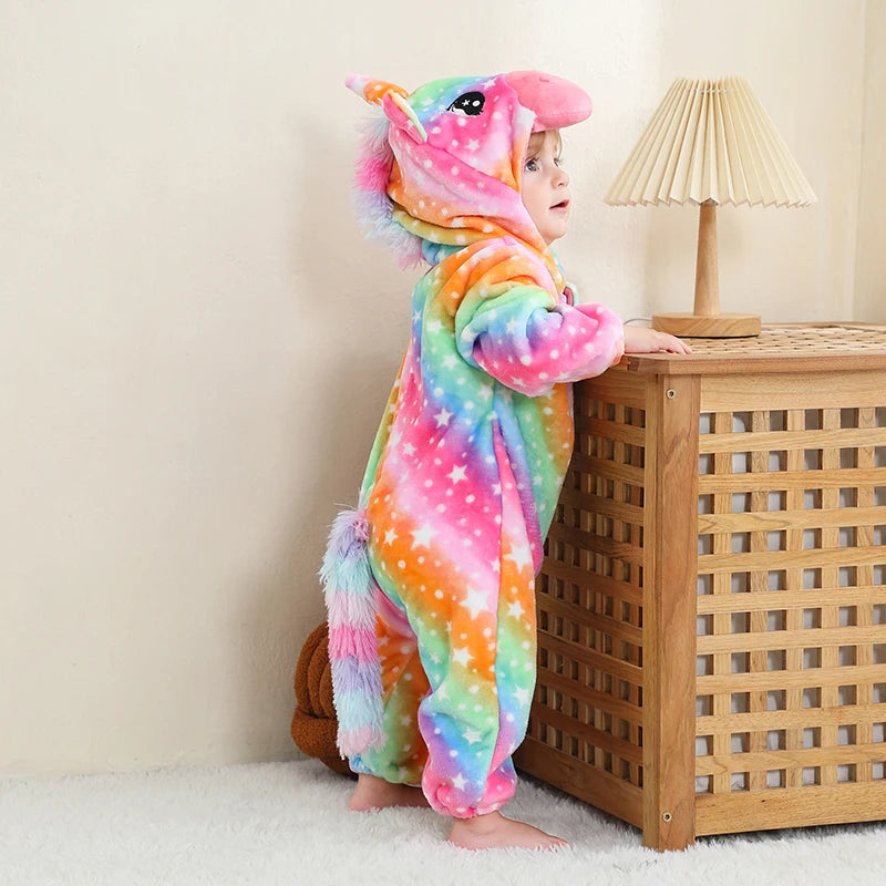 MICHLEY NEW Halloween Blue Dragon Baby Rompers Winter Costume Clothes Cartoon Jumpsuit Bodysuits Overall For Girl Boy Bebe 2-36M