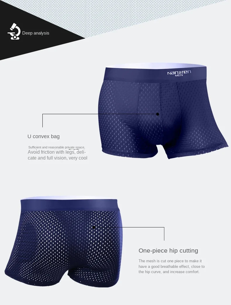 Men Panties Male Underpants Man Pack Shorts Boxers Underwear Slip Homme Calzoncillos Bamboo Hole U Convex Pouch Large Size 5XL