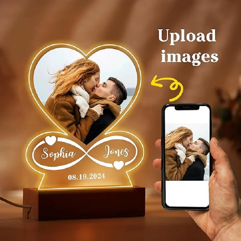 7 Colors Personalized Anniversary Couples Gifts Acrylic Heart Plaque With Photo Custom Valentine's Day Frame Birthday Gifts