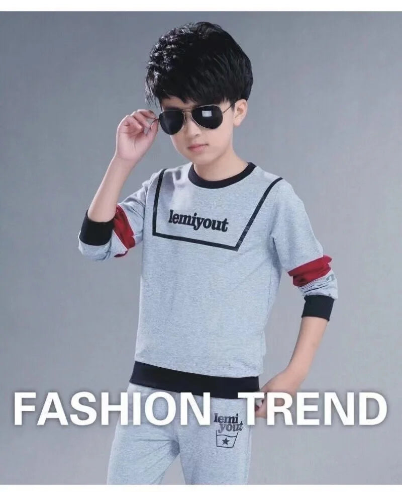 2024 New Boys Clothes Sport Suit Casual Sets Autumn Letter Children Winter Kids Tracksuit Spring + pants 5 6 7 8 9 10 11 12 year