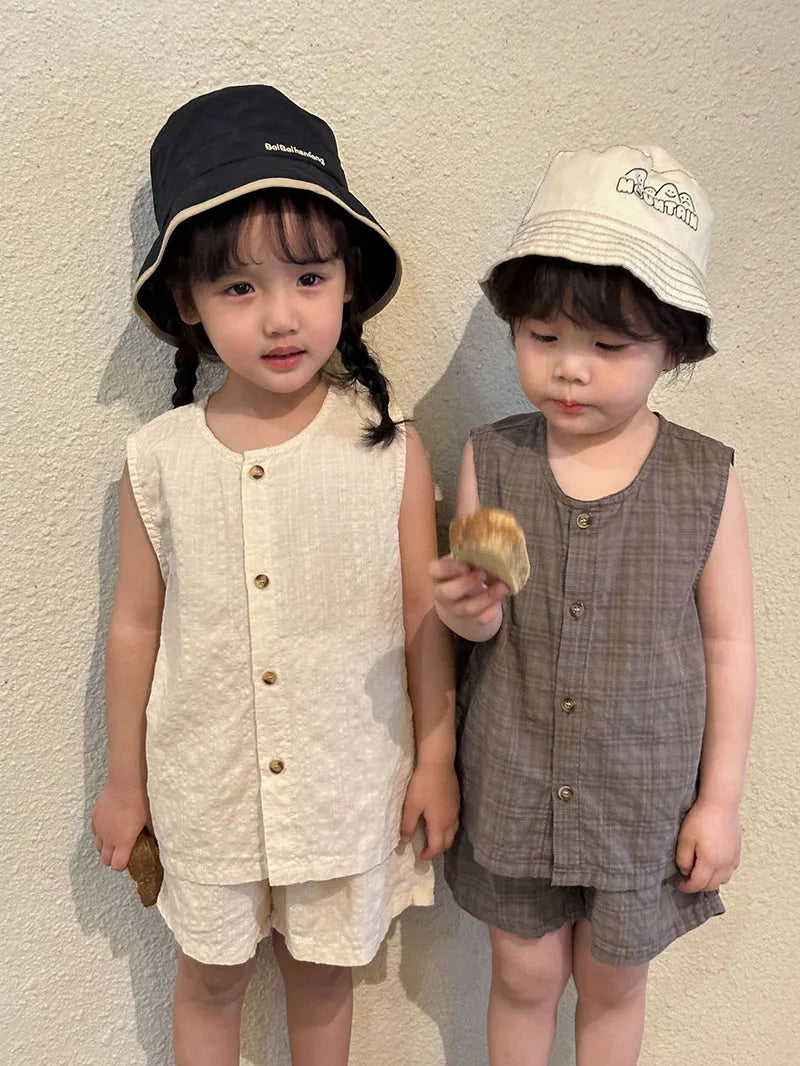 MILANCEL Summer Kids Clothing Set Boys Vest And Shorts 2 Pcs Suit Casual Girls Clothes Set