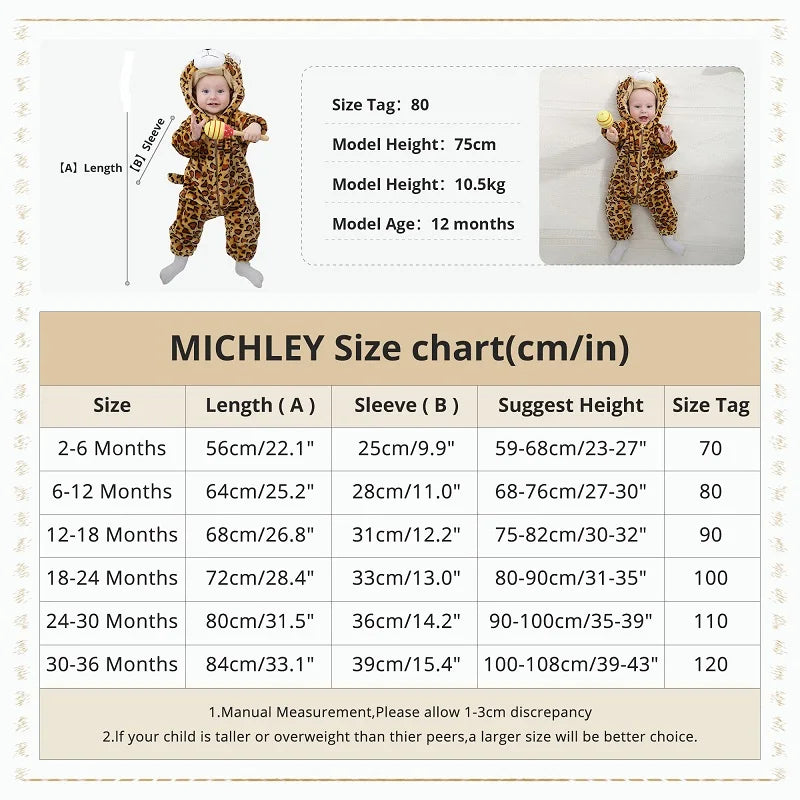 MICHLEY Halloween Panda Flannel Baby Rompers Winter Warm Clothes Costume Hooded Bodysuits Pajamas Overall Jumpsuit For Girl Boy