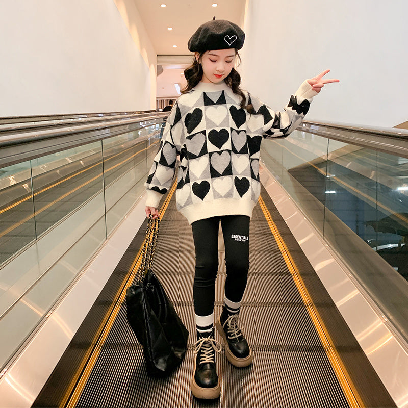 Girls Sweater Thickened Autumn Winter New Children's Fashion Knitted Top Christmas Winter Clothes for Girls 4 10 12 14 Years Old